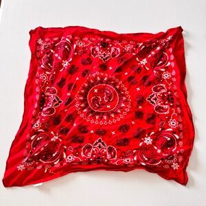 Red Paisley Square Bandana Scarf - Women Accessories